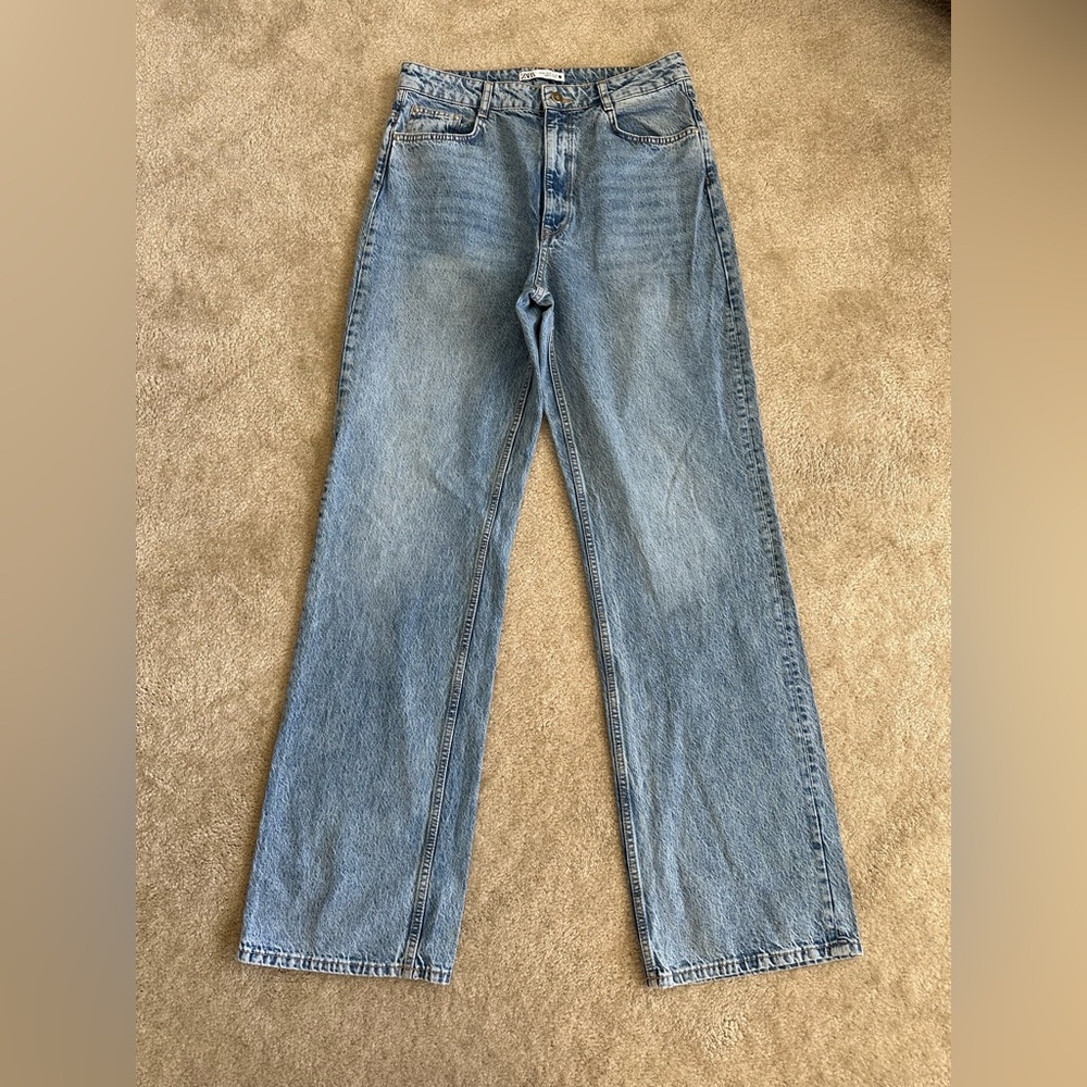 Zara Wide Leg High Waisted Womens Size 12 tall 33x34 Jeans